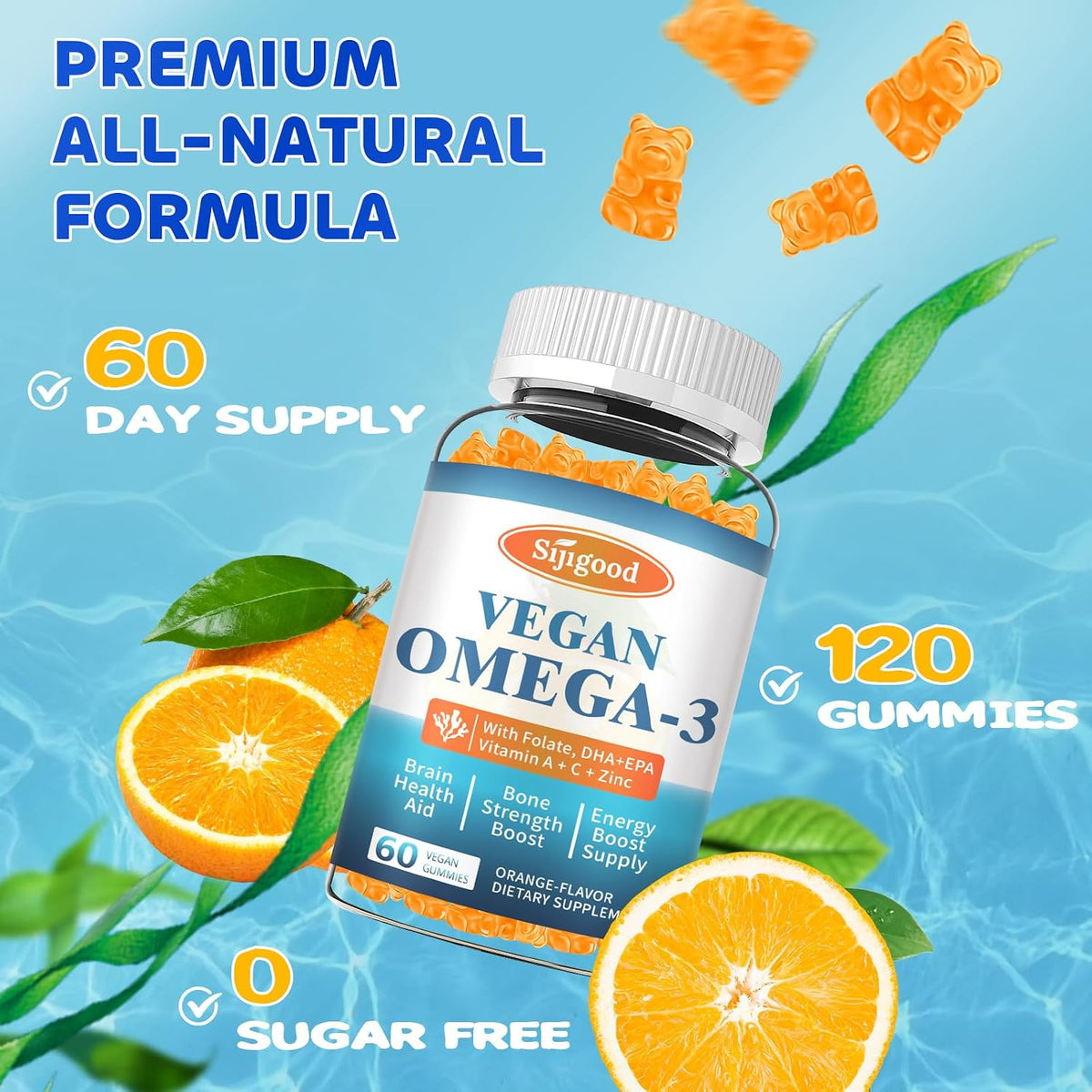 2 Pack Algae Omega 3 Gummies for Women, Men & Kids, Fish Oil Alternative | Boost Brain, He♡rt, Eye & Immune Function, With Plant Based 460 MG DHA & 230 MG EPA, No Fishy Taste, Sugar Free