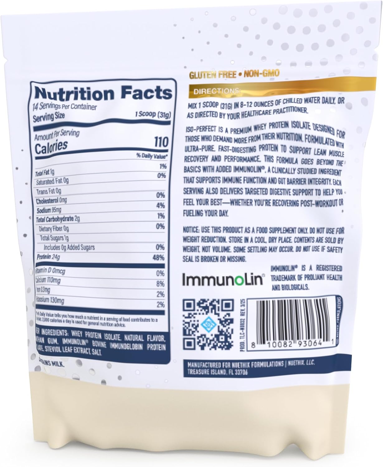 NuEthix Formulations ISO-Perfect with Digestive Support (Vanilla, 14 Servings)