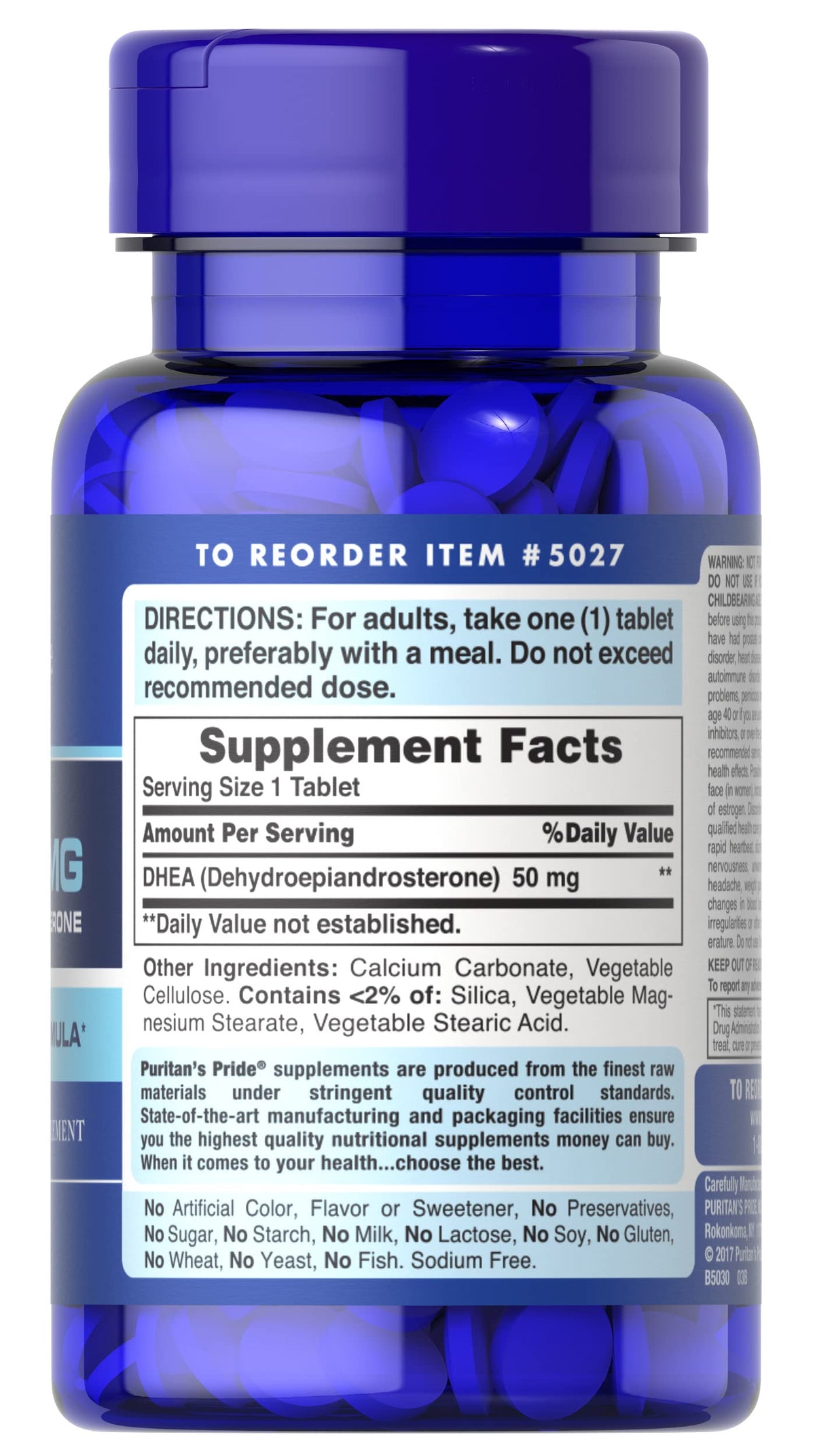Puritan's Pride DHEA 50Mg, May Promote Sugar Metabolism, 100 Count