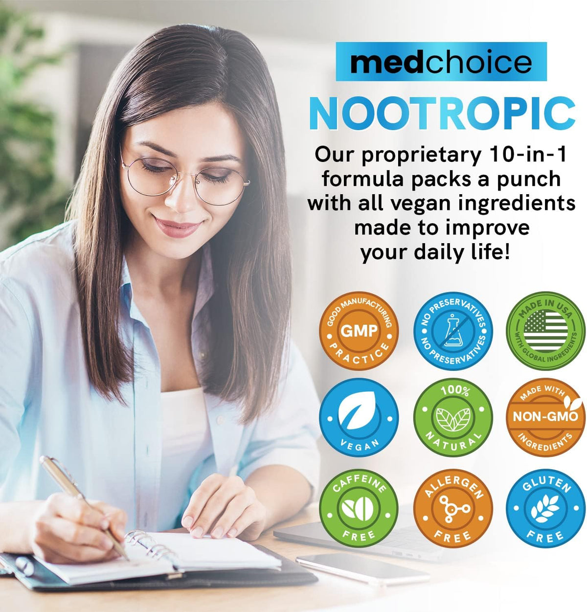 MEDCHOICE Sleep Melatonin (180ct) and Nootropic Brain (60ct) Supplement Bundle - Wellness Duo for Sleep, Brain, Focus, & Mood Support - Vegan, Non-GMO, Gluten-Free