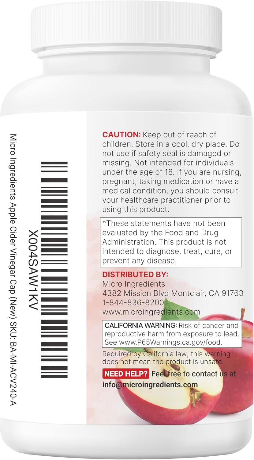 Micro Ingredients Apple Cider Vinegar Capsules | 4,800mg Per Serving, 300 Counts | 4-in-1 ACV Complex with The Mother | Ceylon Cinnamon, Cayenne Pepper & More | Immune, Digestion & Appetite Support