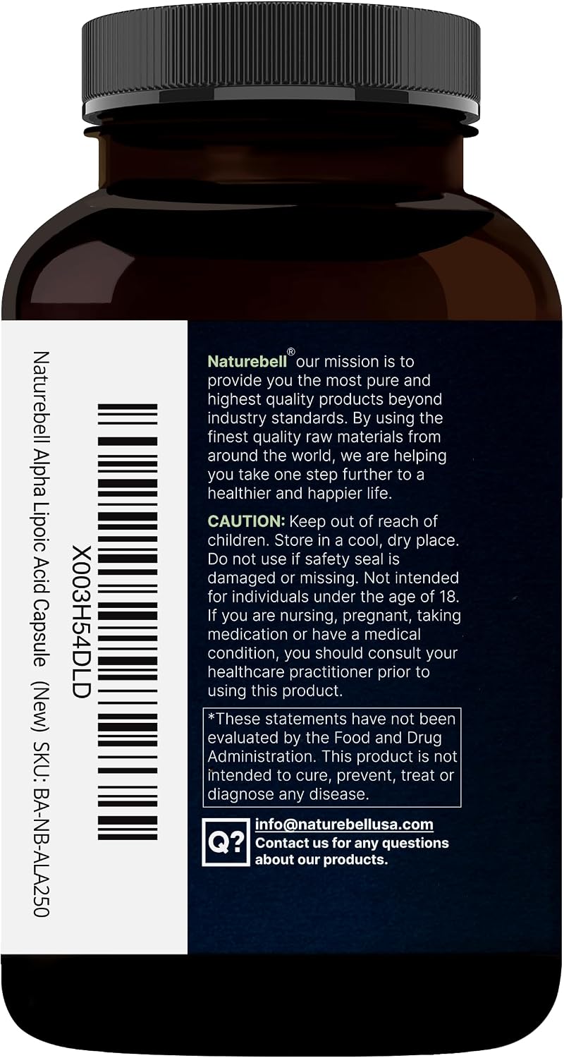 NatureBell Alpha Lipoic Acid Complex, 600mg, 300 Capsules | 4-in-1 Myelinctin Formula with R-ALA, S-ALA, Thiamine & Benfotiamine | High Absorption & Antioxidant Support | Non-GMO, Gluten-Free