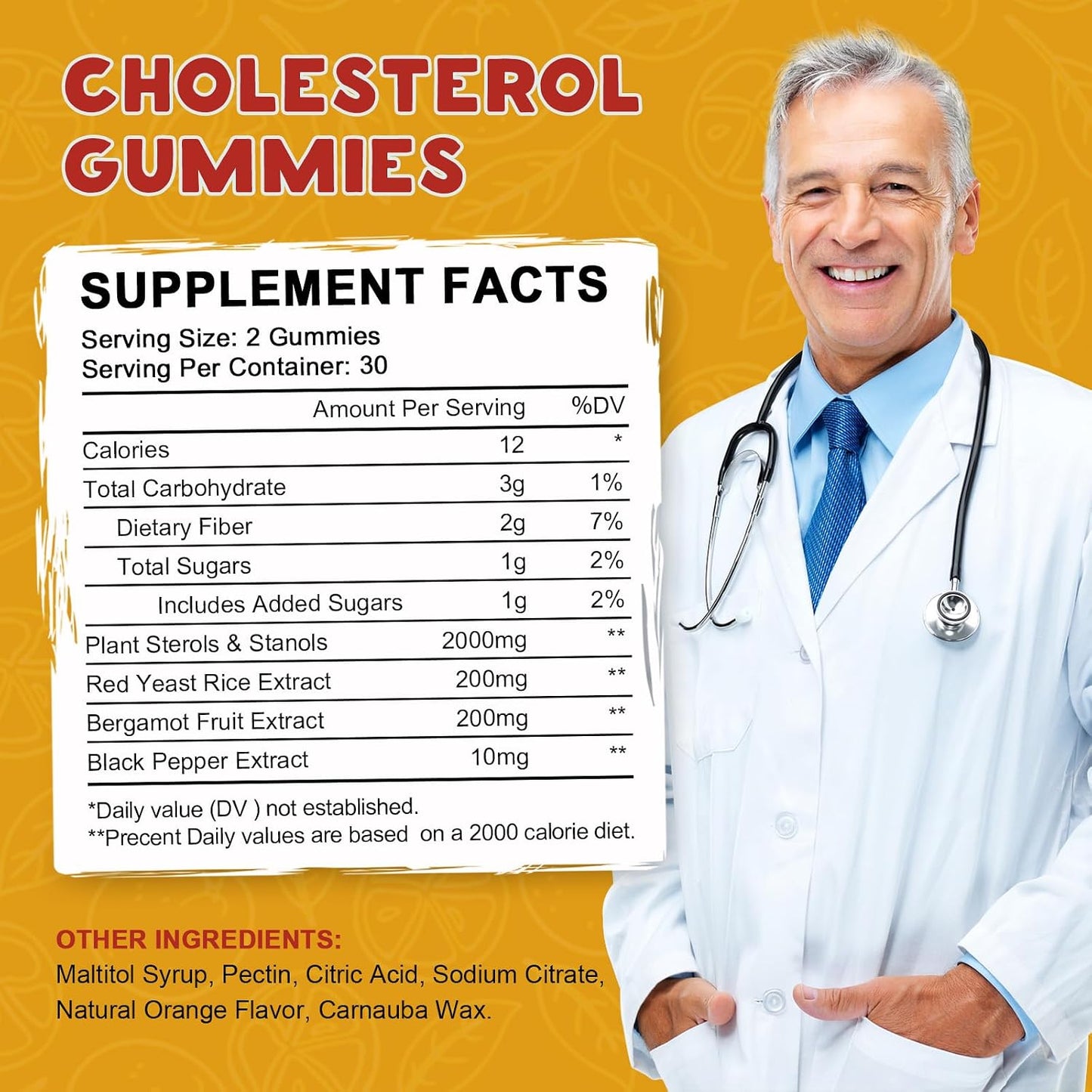 (2 Pack) Cholesterol Supplements Gummies for Cholesterol Healthy, Plant Sterols & Stanols, Red Yeast Rice, Citrus Bergamot Complex for Cholesterol, Maintain Healthy Cholesterol Levels - 60 Day Supply