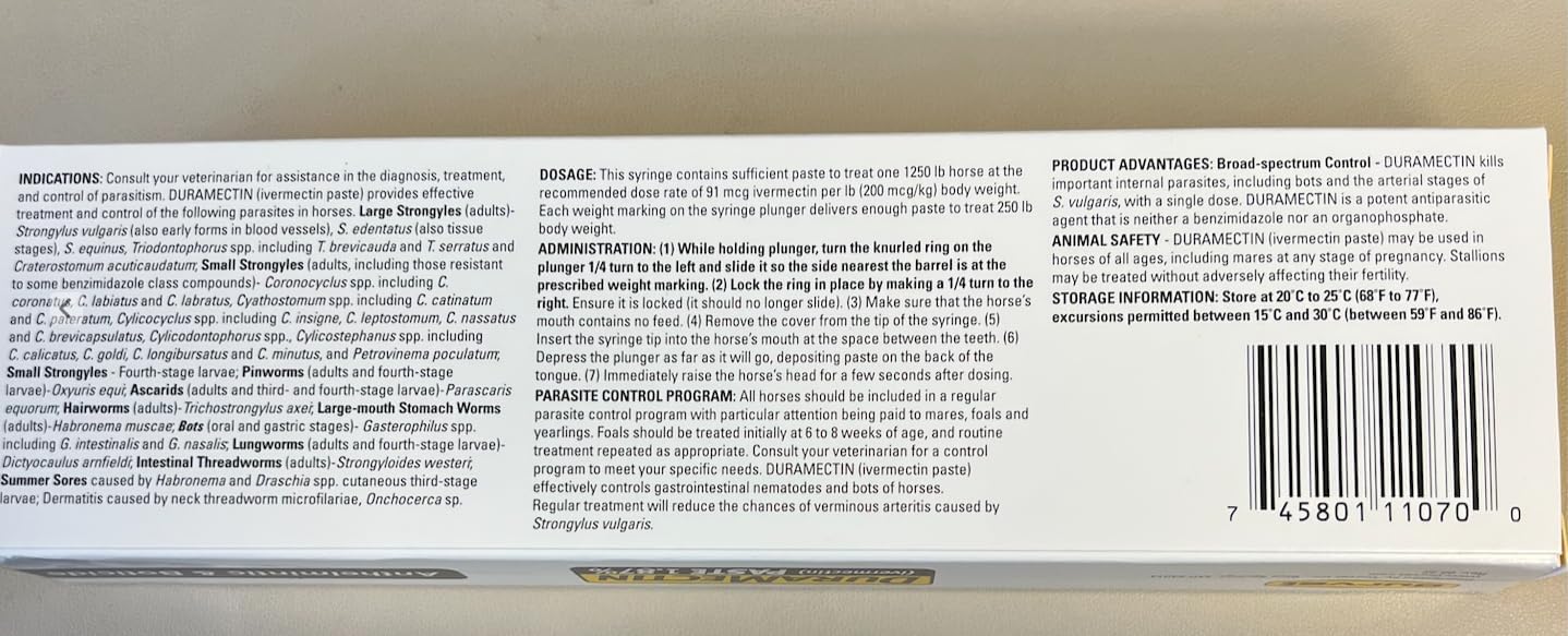 Duramectin Ivermectin Paste 1.87% for Horses, 0.21 oz