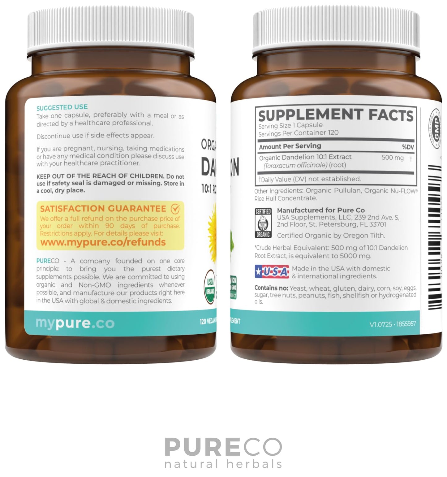 USDA Organic Dandelion Root Extract - High Potency 10:1 Dandelion Root Supplement with 5000mg Herbal Equivalent Strength for Liver Cleanse Detox & Repair Support - Vegan & Non-GMO (2 Month Supply)