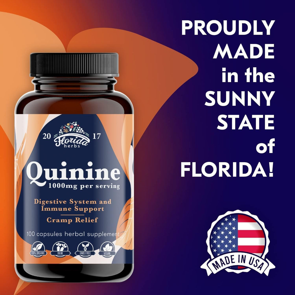 Leg Cramps Support Organic Pills - 1000 mg - Quinine Tablets for Cramp Defense