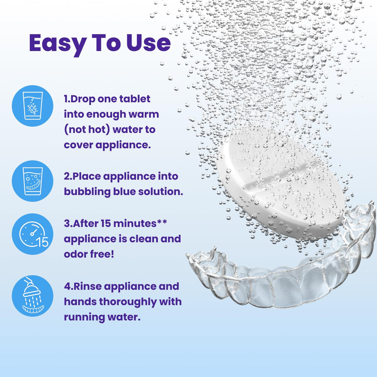 Retainer Brite Tablets for Cleaner Retainers and Dental Appliances - 96 Count