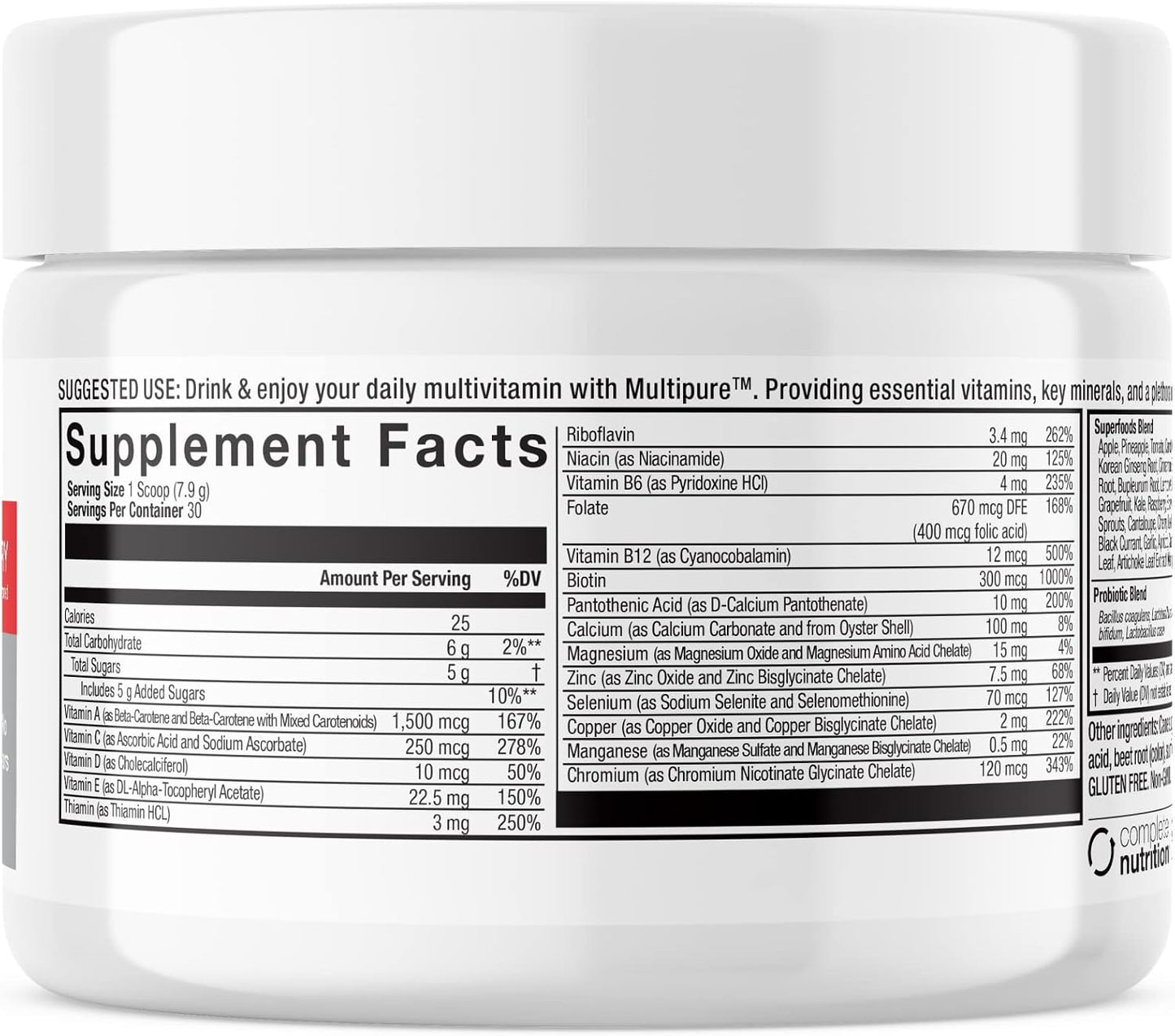 Complete Nutrition Reclaim Multi Pure Variety Pack + Free Shaker, Digestive and Immune Support, Vitamin and Mineral Supplement (30 Servings)