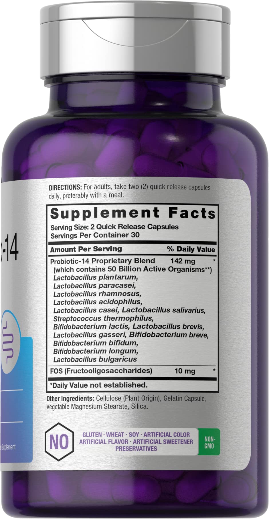 Horbäach Probiotics with Prebiotics | 60 Capsules | 50 Billion Active Organisms | Non-GMO