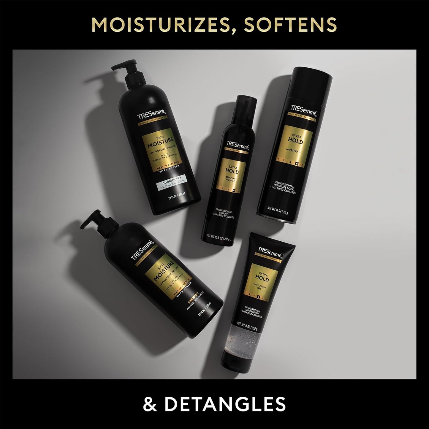TRESemmé Rich Moisture Travel Shampoo & Conditioner, 3 Oz Ea | Moisturizing Travel Hair Care Set for Dry Hair | TSA-Friendly Sizes for Travel and Gym Bags
