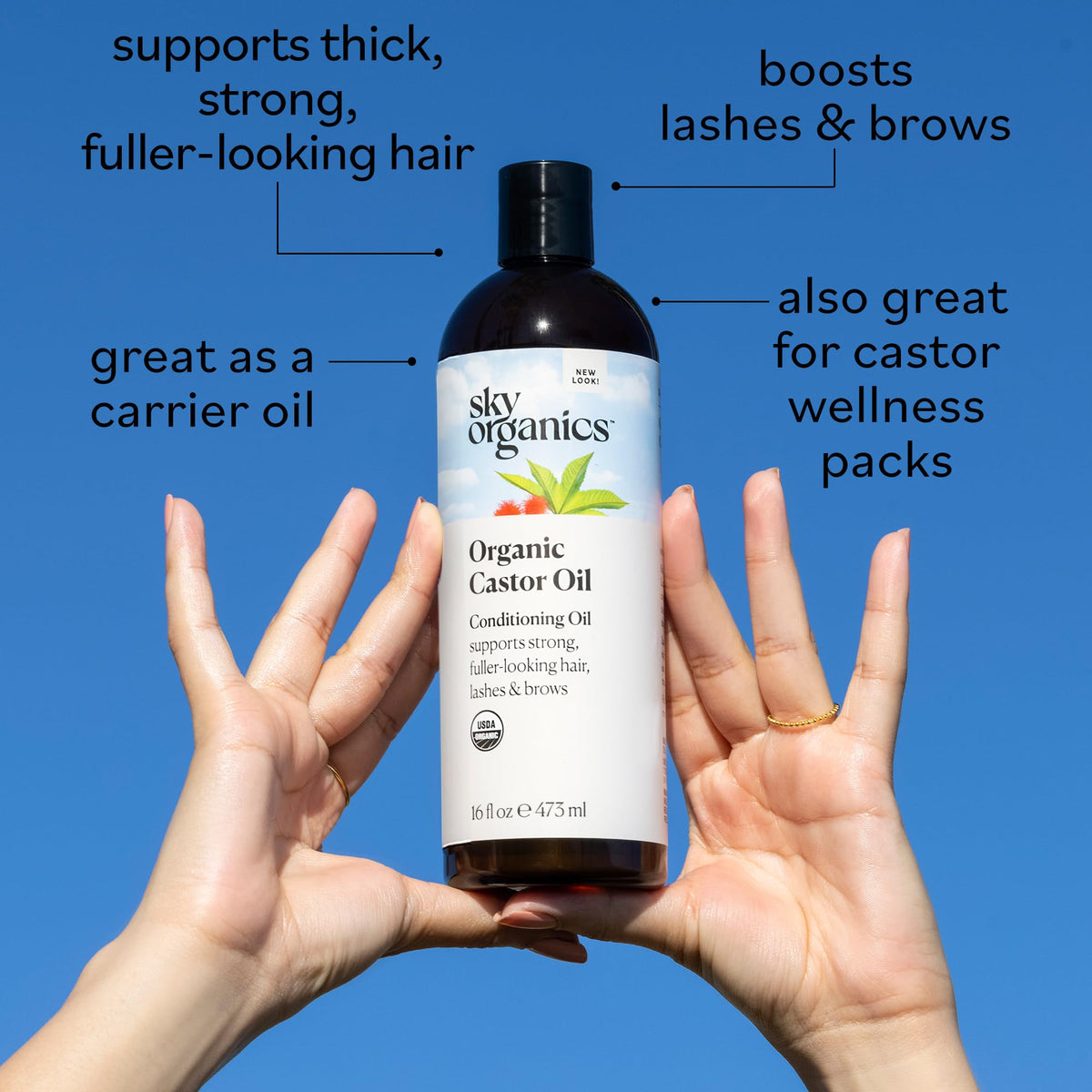Sky Organics Castor Oil (2x16oz) USDA Organic Cold-Pressed Unrefined100% Pure