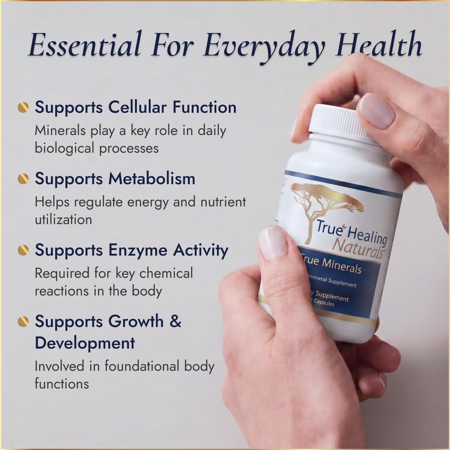 True Healing Naturals - True Minerals Supplement, Promotes Gut & Heart Health, 90 Vegetarian Capsules