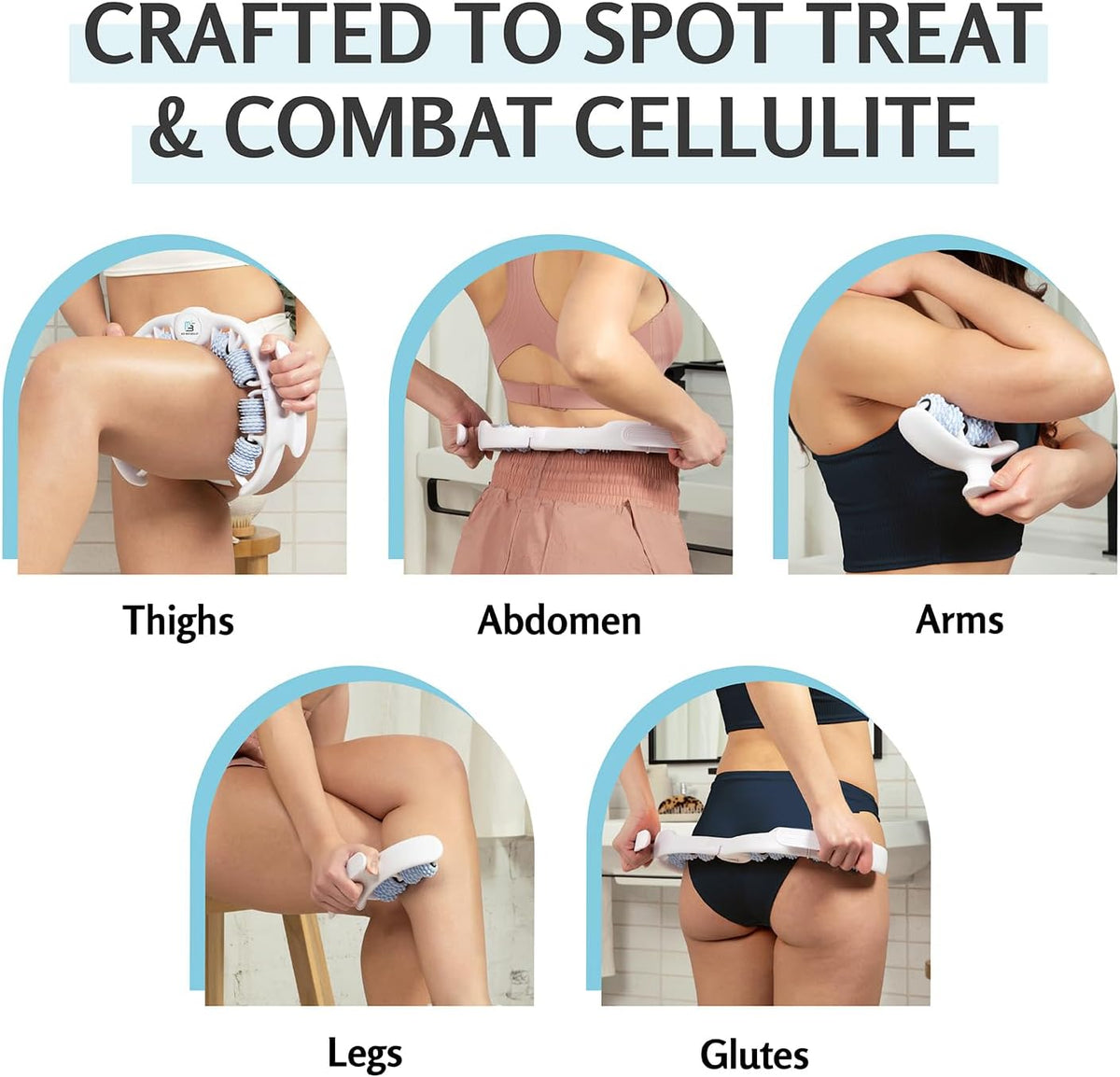 Anti Cellulite Body Massage Roller with Grip-Friendly Design & Anti Cellulite Body Massage Oil for Massage Therapy (8 Fl Oz)