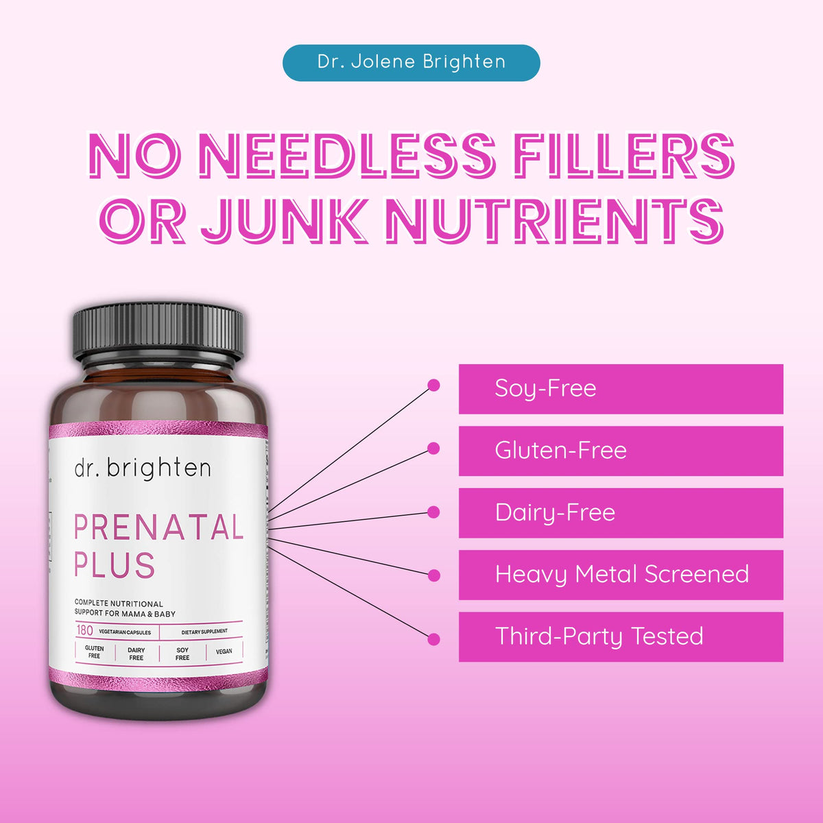 Dr. Brighten Prenatal Plus and Probiotic Dietary Supplements Bundle - Non-GMO, Vegan