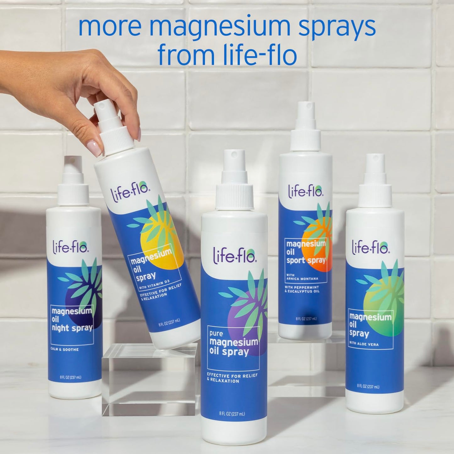 LIFE-FLO Magnesium Oil for Feet and Body - Topical Magnesium Spray Soothes Muscles, Joints When Massaged Into the Skin - Doubles as a Deodorant Spray or Bath Oil, Hypoallergenic, 8 Fl Oz
