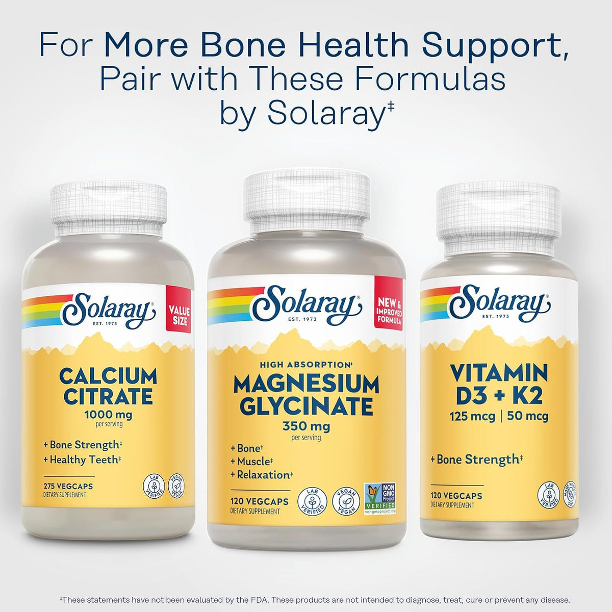 SOLARAY Enhanced Absorption Magnesium Glycinate 350 mg, 120 VegCaps