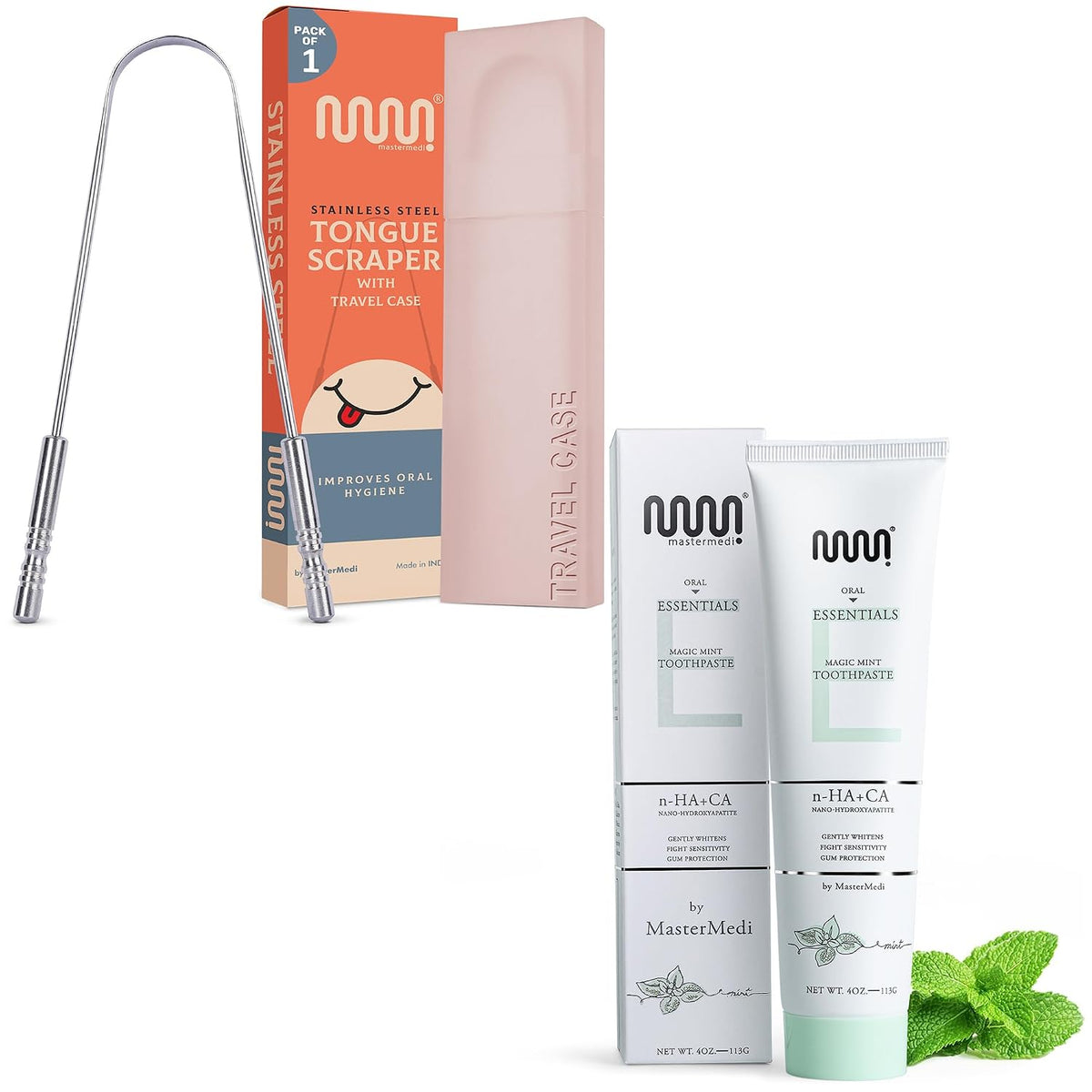 Tongue Scraper with Case Easy to Use Tongue Scraper for Adults and Nano Hydroxyapatite Toothpaste