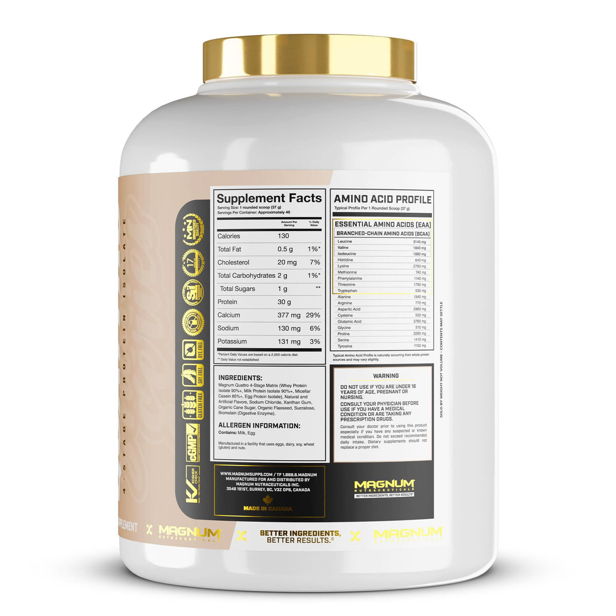 QUATTRO Magnum Nutraceuticals Vanilla, 4.5lb - May Support Muscle Growth & Recovery