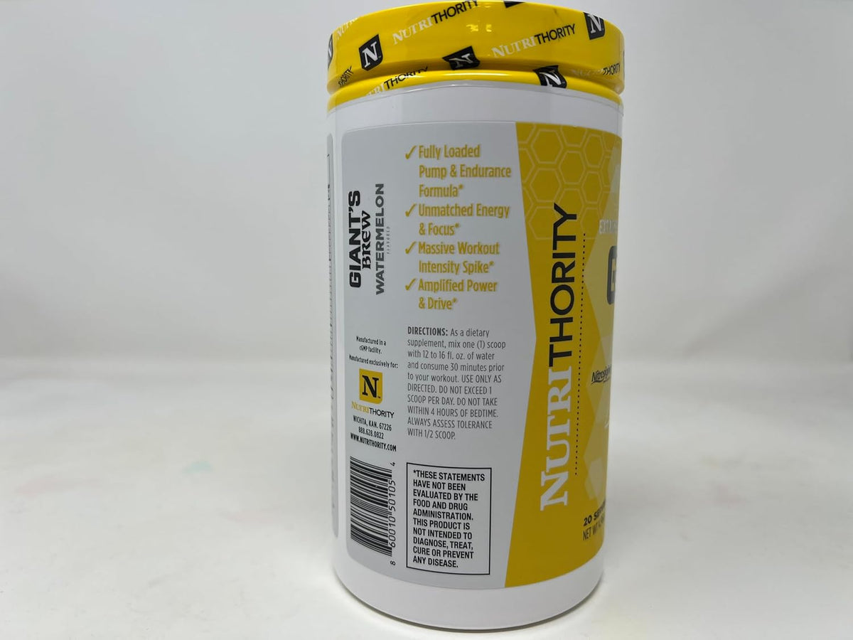 Nutrithority - Giant's Brew Pre Workout Powder, Watermelon