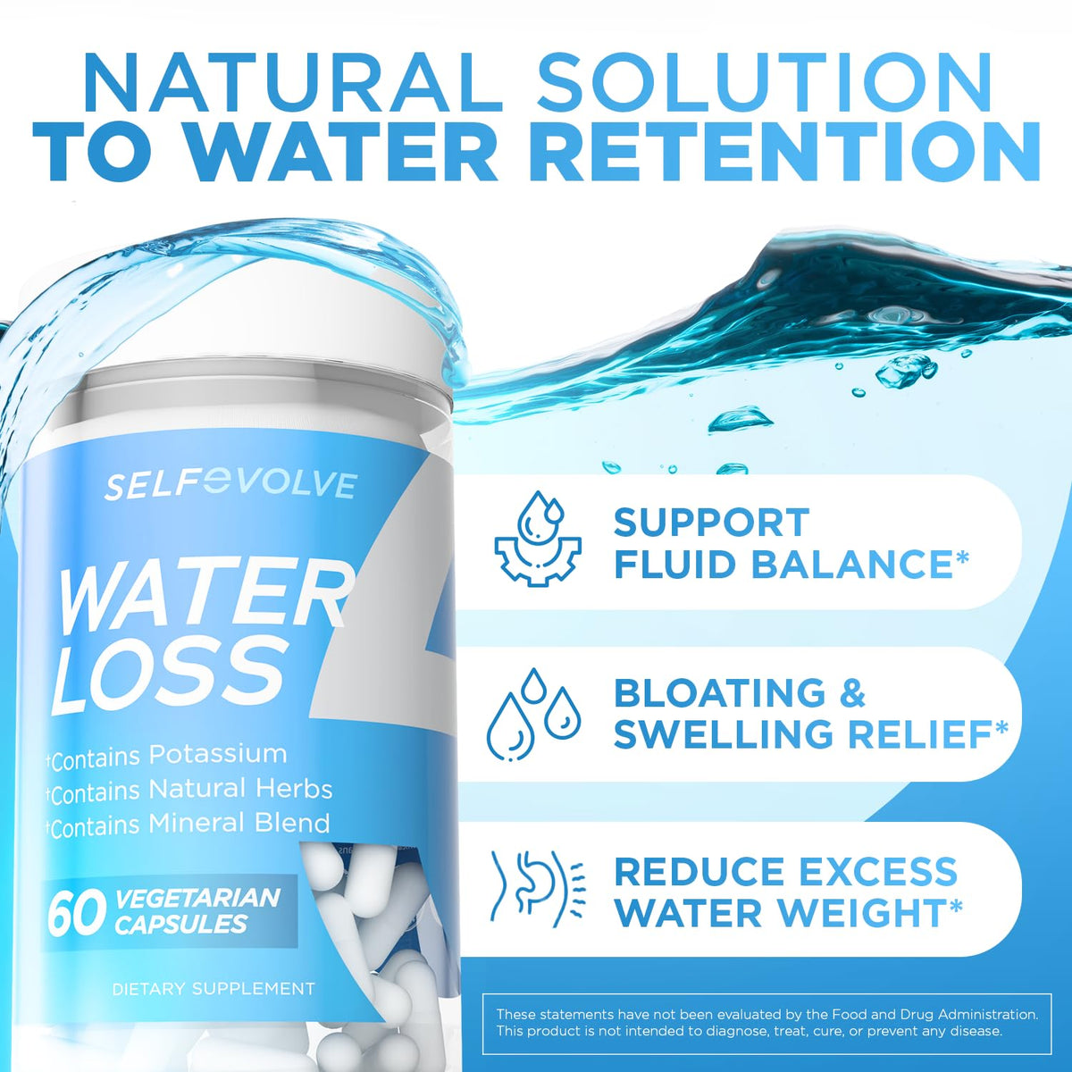 selfevolve Water Loss and DIM Supplement Bundle - Natural Water Pills for Reducing Water Retention