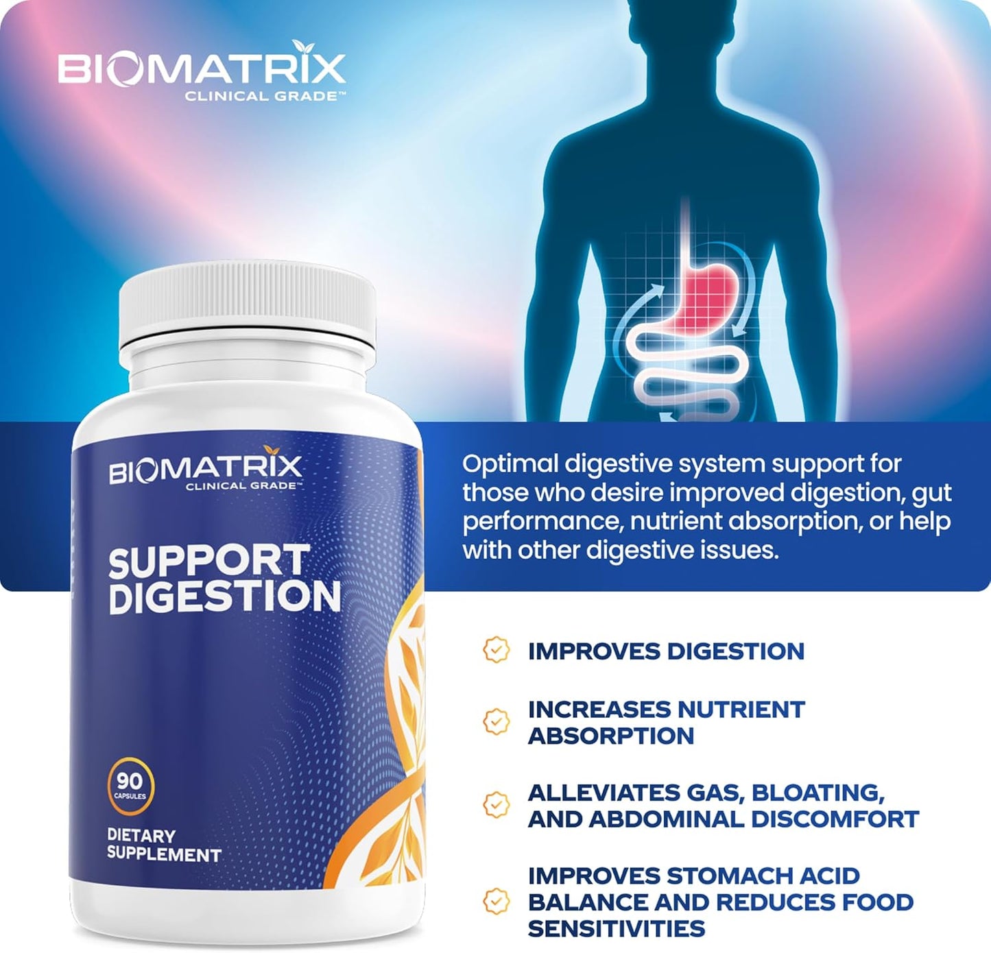 Digestive Enzymes Supplement (90 Capsules) Support Digestion - with Purified Bile, Pancreatin, Plant Enzymes, Ox Bile, Betaine HCL, Support Digestion of Fats Carbohydrates and Proteins