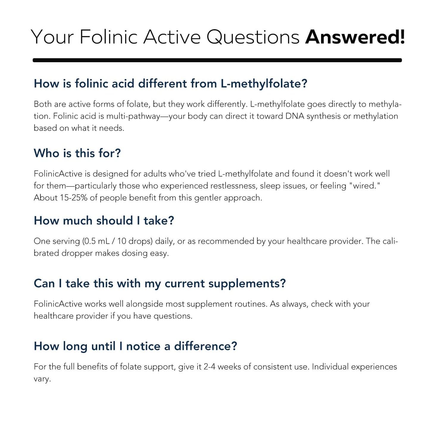 FolinicActive™ Organic Folinic Acid Liquid Drops for Brain, Heart, Nerve & Mood Support - 1700 mcg with B12, B6 & Riboflavin B2 - Tri-Cofactor Absorption System -Berry Flavor Drops, 1fl oz-60 Servings