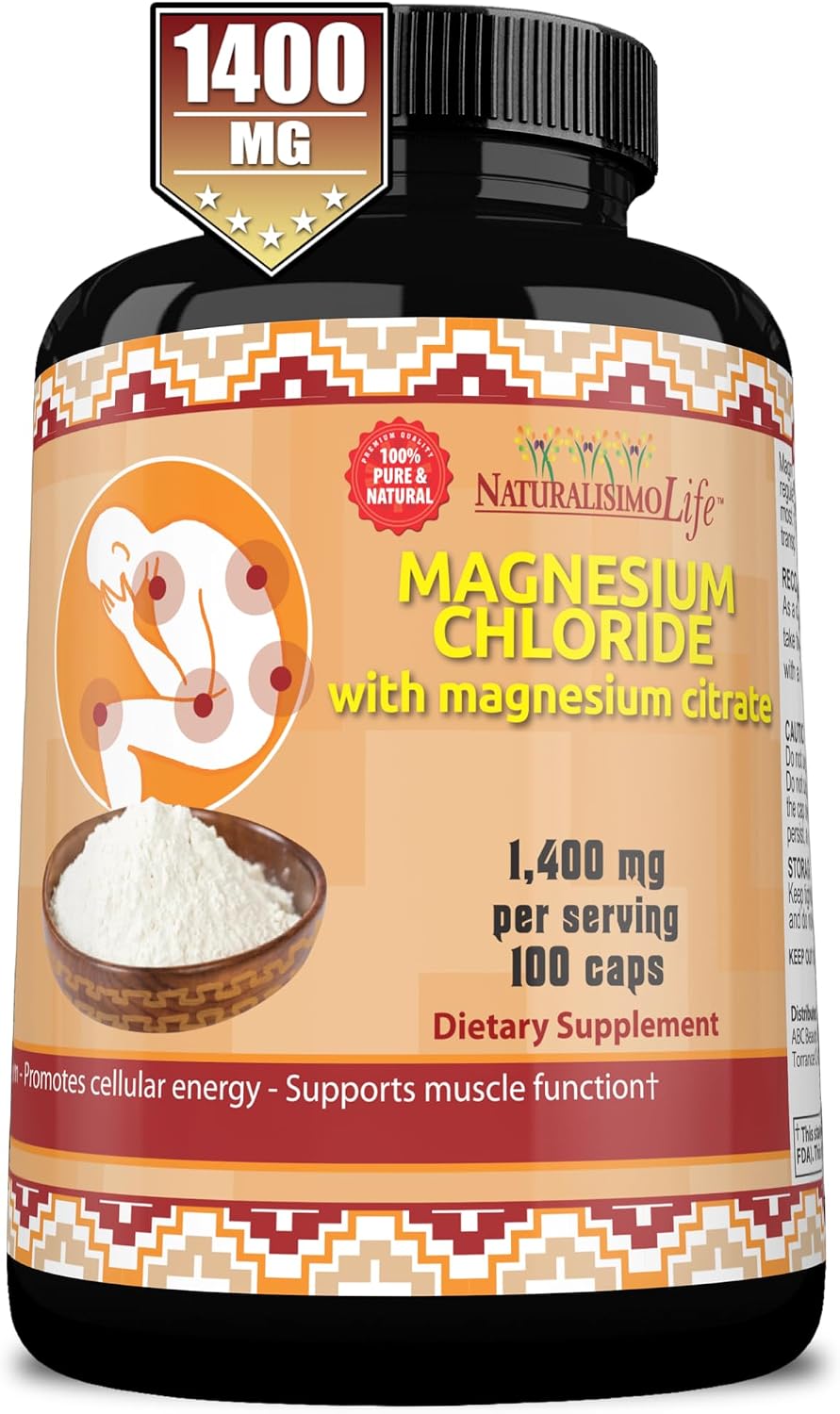Magnesium Chloride (Cloruro de Magnesio) 1,400 mg per serving high absorption with Magnesium Citrate