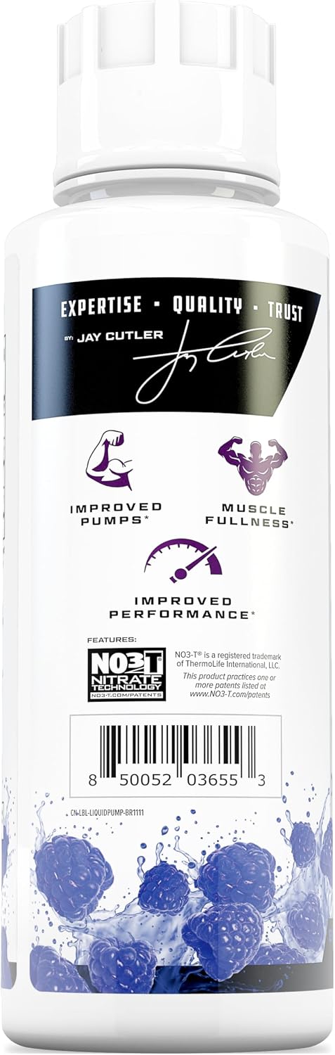 Cutler Nutrition Liquid Pump Caffeine-Free Pre-Workout Nitric Oxide Booster | Blue Raspberry, 16 fl oz | Liquid pre-workout with glycerol and arginine nitrates for muscle pumps, hydration and performance