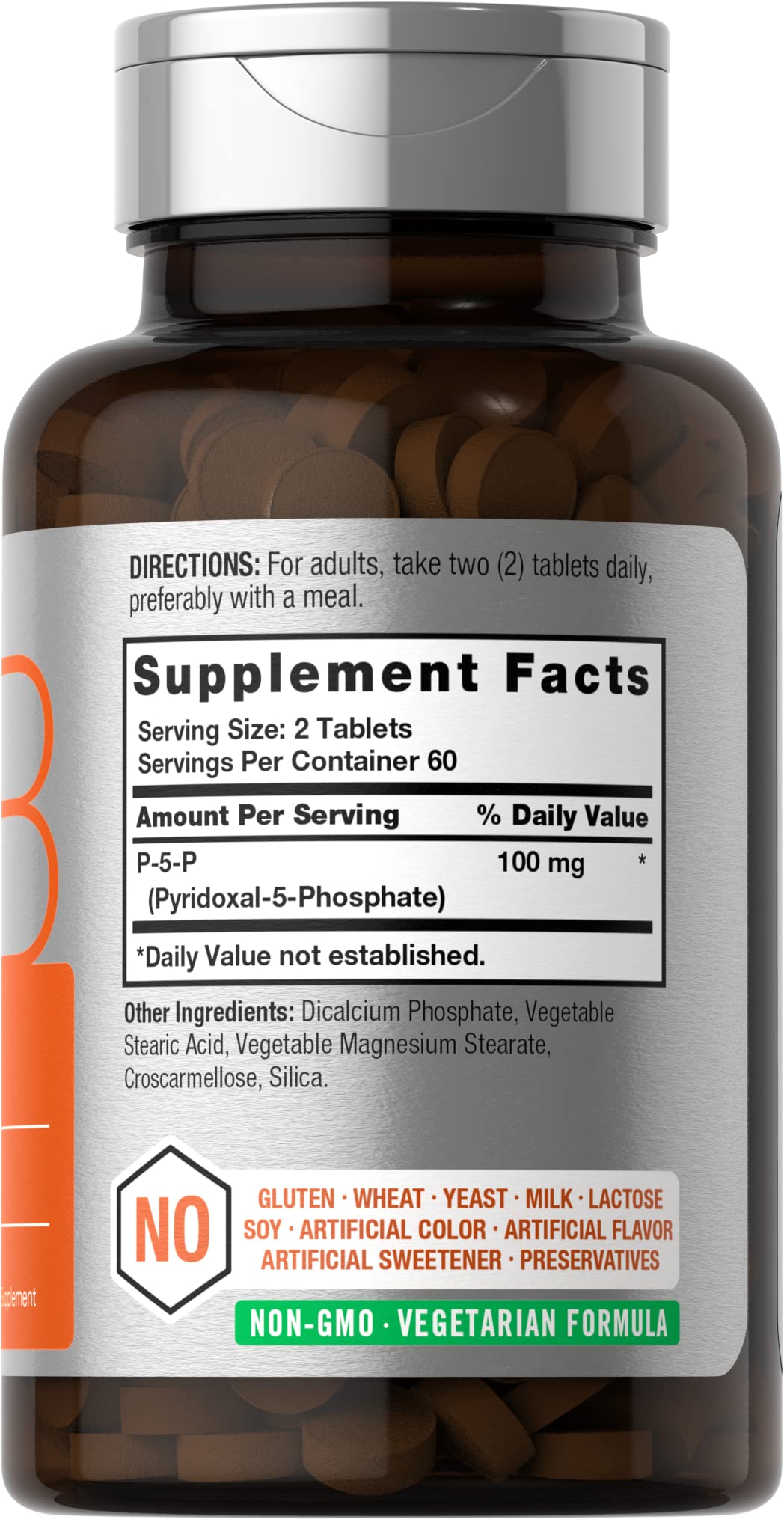 P-5-P Activated Vitamin B6 100mg | 120 Tablets | Vegetarian Supplement, Non-GMO