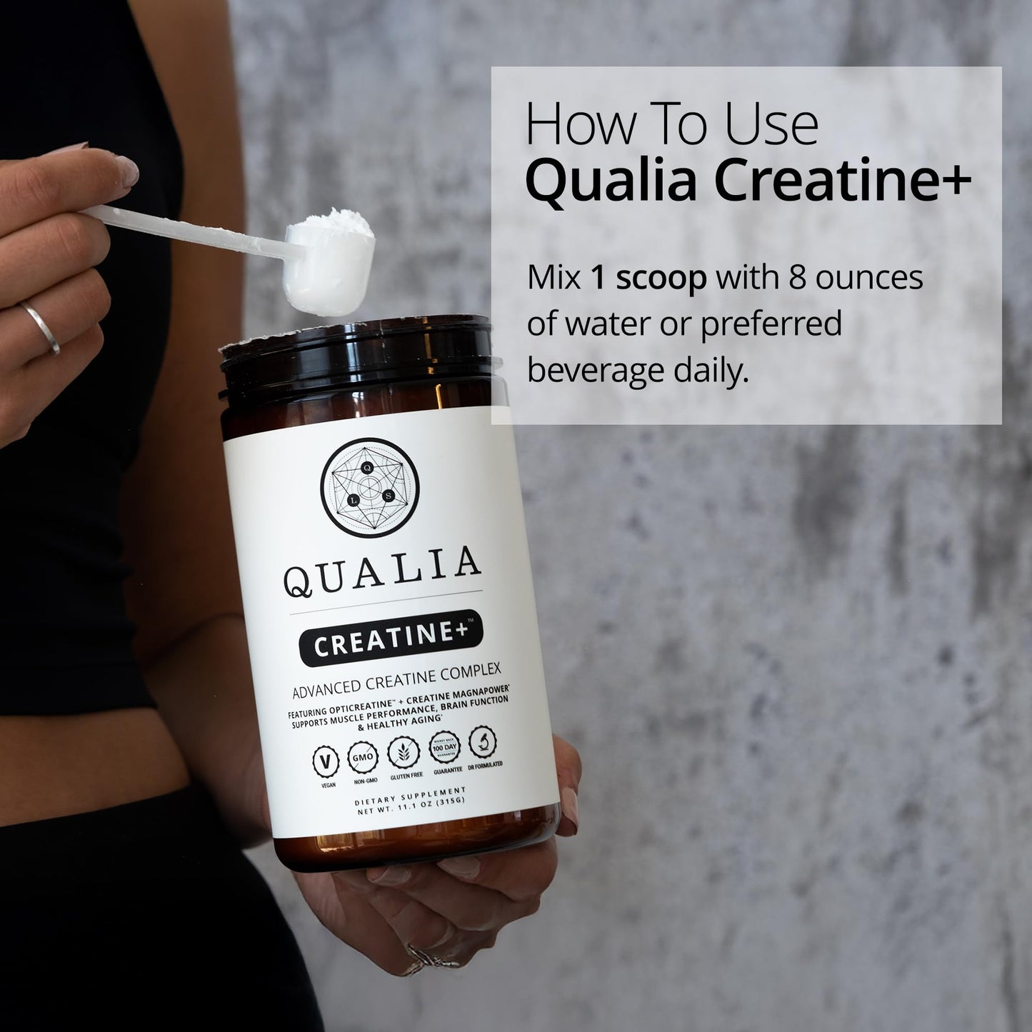 Qualia Creatine | Advanced Creatine Complex | 2 Sources + Magnesium | Optimized Absorption | Muscle Performance, Brain Function, & Healthy Aging (30 Servings)