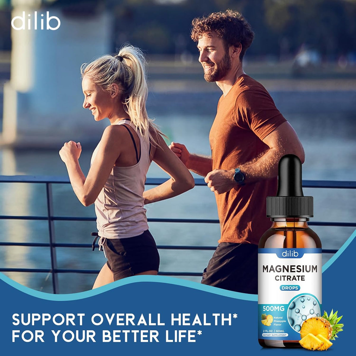 Magnesium Citrate Liquid Magnesium Drops Supplement 500mg-Support Stress Relief, Bone, Muscle, Mood, Sleep-2 Fl Oz, Vegan, Pineapple Flavor