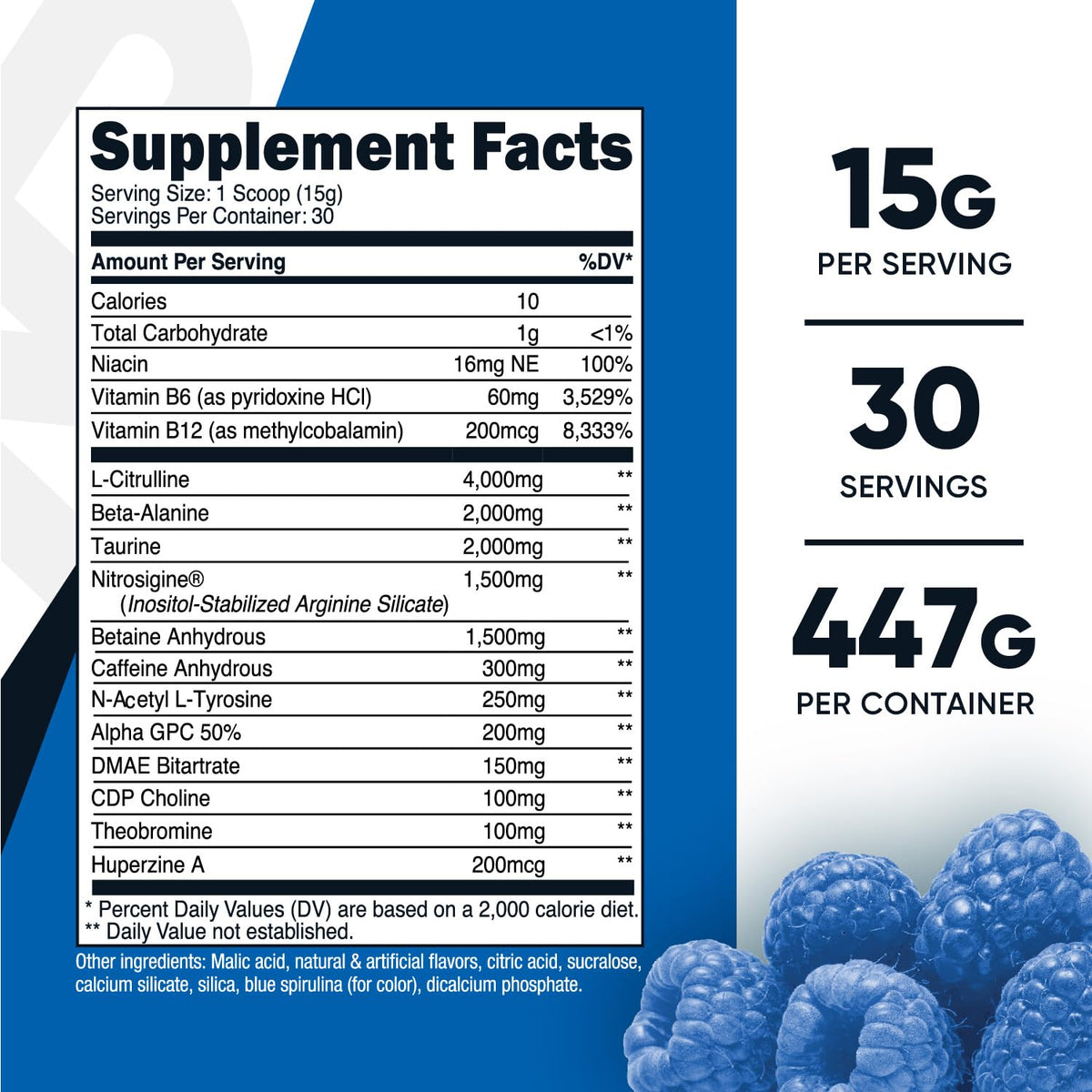 Nutricost Pre-X Xtreme Pre-Workout Powder Complex, Blue Raspberry, 30 Servings