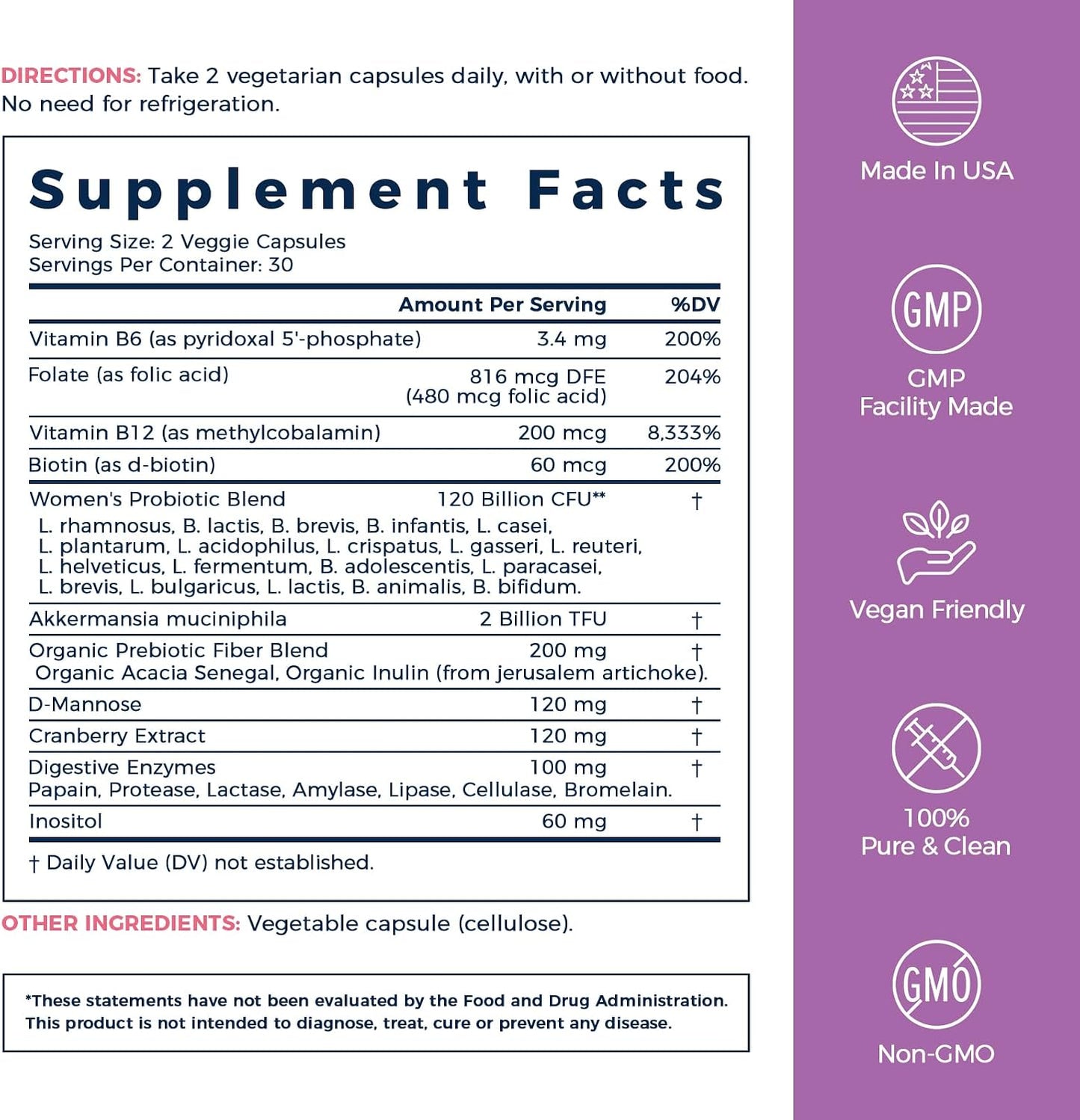 NewRhythm Probiotics for Women, Akkermansia Probiotic, Biotin, Vitamin B6 B12 & Inositol, 120 Billion CFU 20 Strains, Digestive Enzymes, Prebiotics & Vaginal Probiotics for PH Balance, 60 Capsules