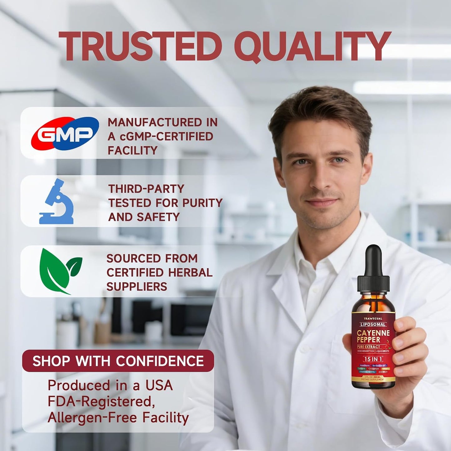 15 in1 Liposomal Cayenne Pepper Liquid Drops Supplement, with Vitamin D3 K2, Hawthorn, Berberine HCL, Beet Root, Turmeric, Cinnamon, Digestion, Circulatory Heath Support- 2 Fl Oz for 30 Days