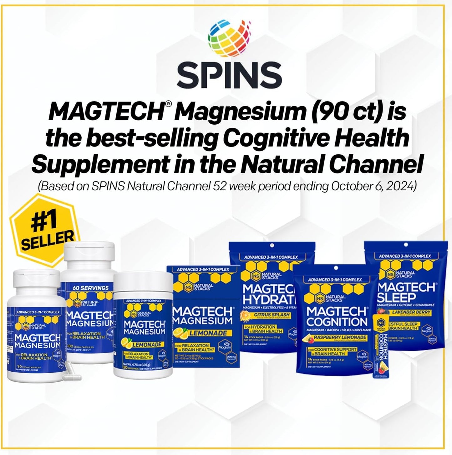 Magtech Magnesium Capsules + Hydration Powder Bundle - 3 Forms of Magnesium - Featuring Magtein L-Threonate - Brain Health & Hydration Support* - 44 Total Servings