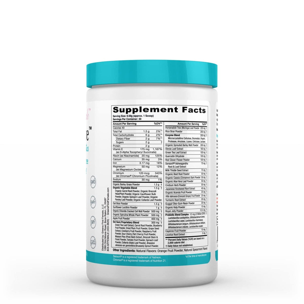 Greens First Female MenoSolve Plus Probiotics, Natural Relief for Menopause, 30 Servings