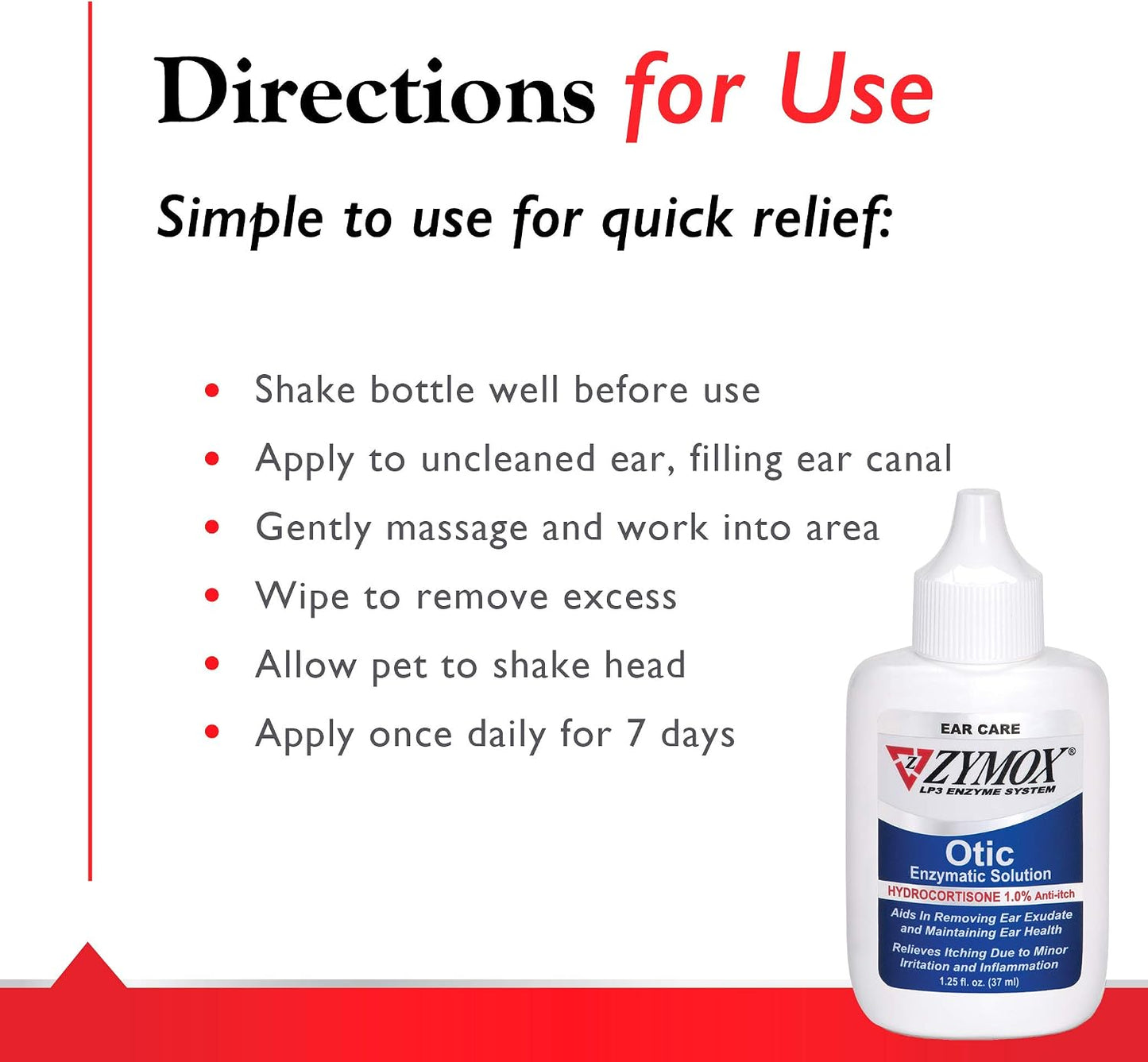Zymox Otic Enzymatic Solution for Dogs and Cats to Soothe Ear Infections with 1% Hydrocortisone for Itch Relief, 1.25oz | with 1% Hydrocortisone for Itch Relief, 1.25oz