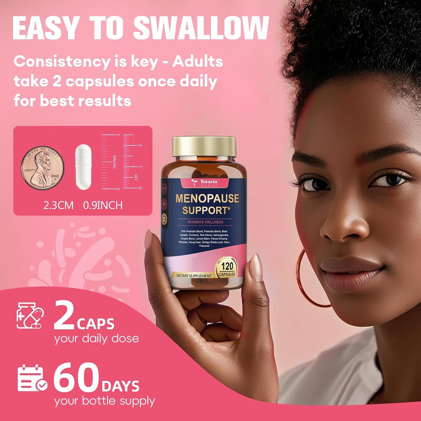 40-in-1 Menopause Supplements for Women, Multibenefit & Complete Black Cohosh for Hot Flashes, Night Sweats & Hormone Balance, w/ Probiotics, DIM, Vitex, Dong Quai, Red Clover and More, 120 Vegan Caps
