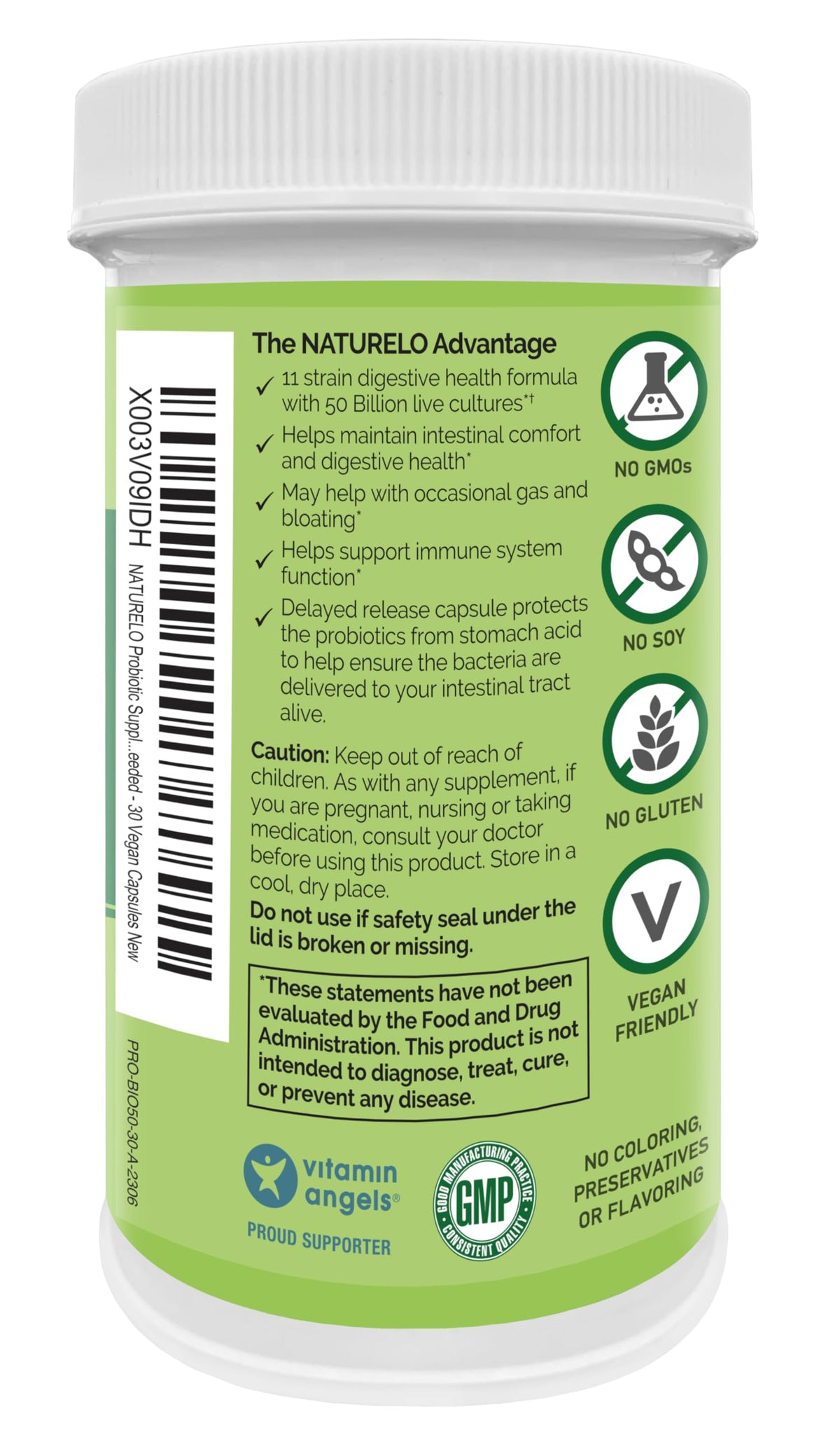 NATURELO Probiotic Supplement - 50 Billion CFU - 11 Strains - One Daily - Helps Support