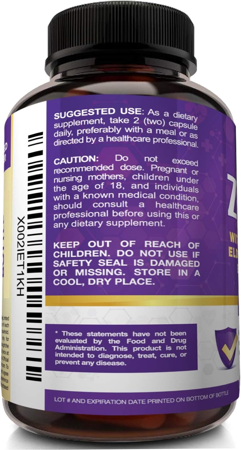 NutriFlair Zinc 50mg - with Vitamin C, Elderberry, Echinacea Purpurea Extract, Zinc Oxide - Compare with picolinate, Citrate, Oxide - Complete Immune Support Formula Pills with 4 Immune Defense