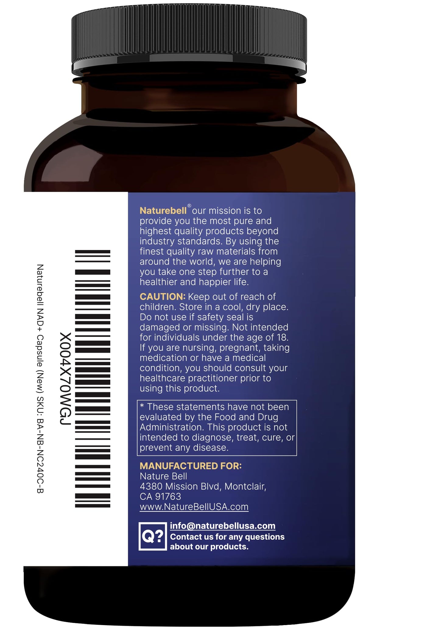 NatureBell NAD+ 11-in-1 Complex 1,500 mg** Per Serving, 240 Veggie Capsules | NMN Supplement Alternative | NAD with Resveratrol, CoQ10, Hyaluronic Acid, Fisetin, & More – Non-GMO