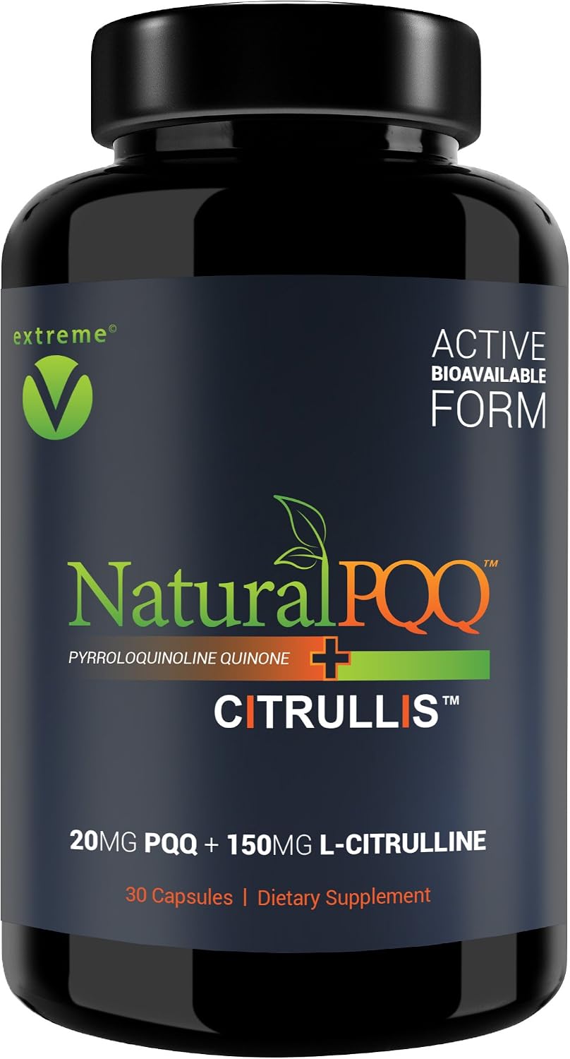 NaturalPQQ - Mitochondrial Energy Nitric Oxide Booster - Citrullis for Extended Energy. 20mg (Pyrroloquinoline Quinone)
