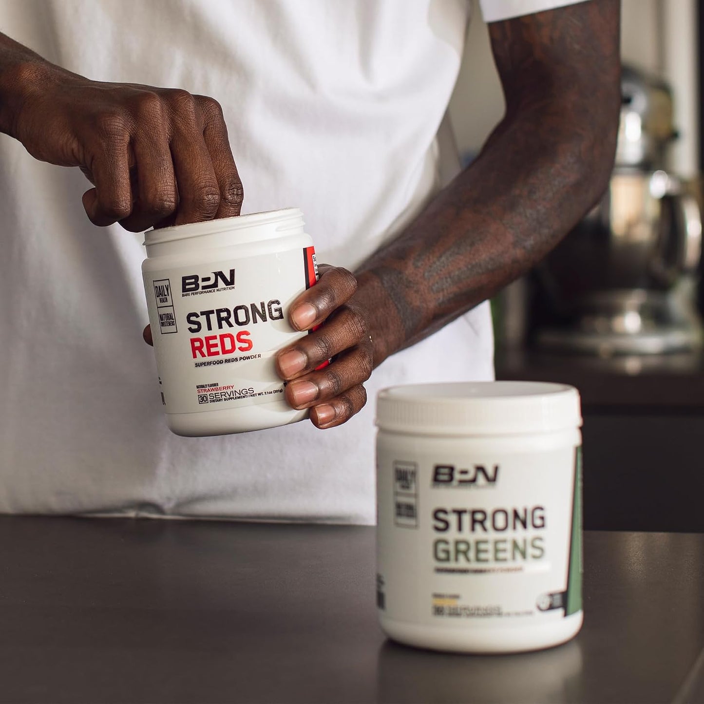 BARE PERFORMANCE NUTRITION, BPN Strong Greens Superfood Powder, Lemon, 30 Servings