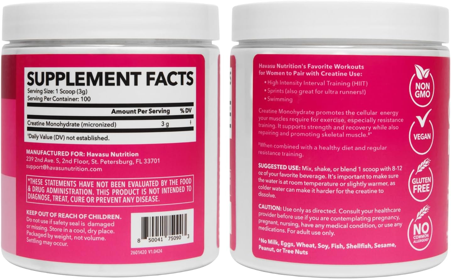 Creatine for Women, Unflavored, 300gm, 3g, Energy & Lean Muscle Support | Micronized Creatine Monohydrate Per Serving, Mental Clarity Support, Post Workout Recovery, Non-GMO, 100 Servings, Vegan
