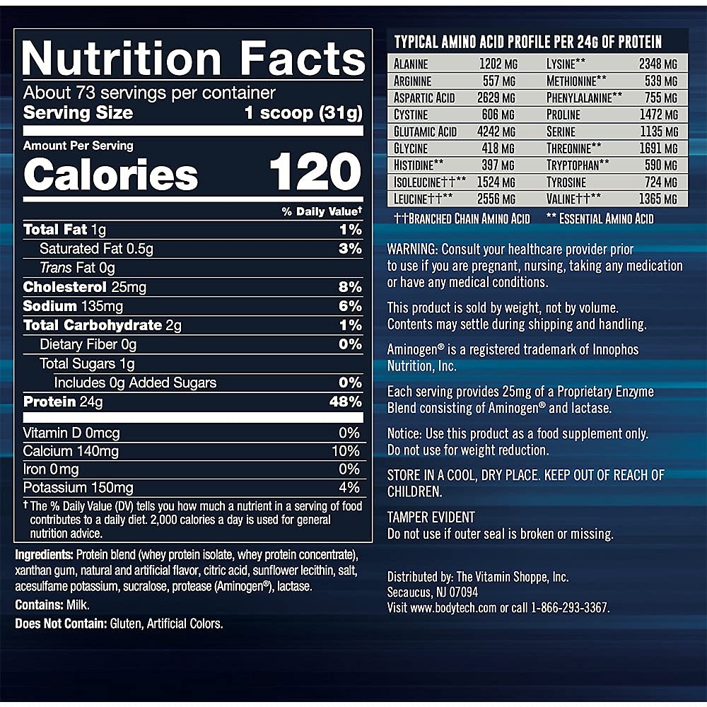 BODYTECH Whey Tech Pro 24 Protein Powder - Protein Enzyme Blend with BCAA's to Fuel