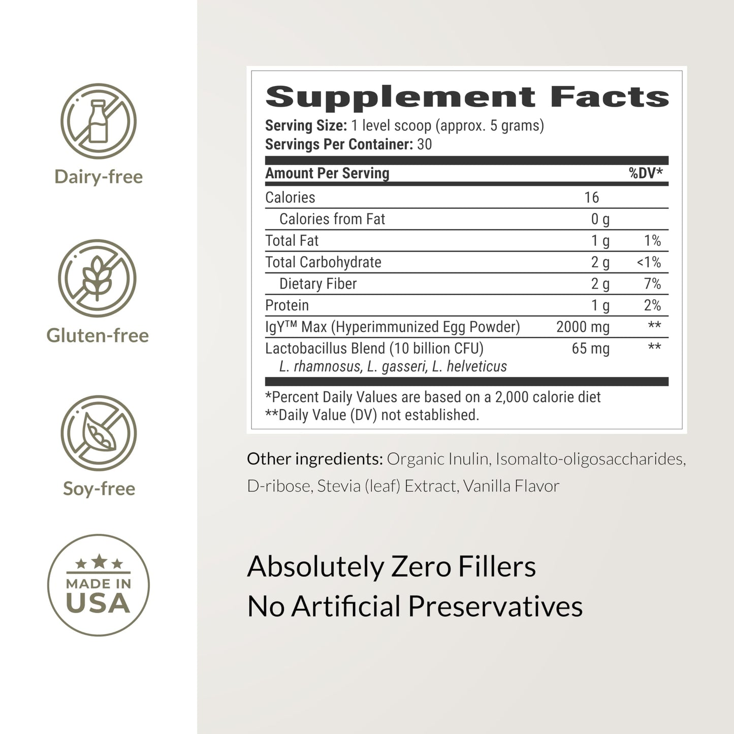 Microbiome Breakthrough™ Gut Support Powder – Vegetarian Vanilla – With Probiotics, Prebiotics, and IgY Max® – Source of L-Glutamine – Supports Digestive Comfort, Gas & Bloating Relief 30 Servings*