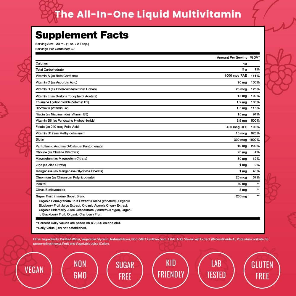 NutraChamps Complete Liquid Multivitamins | No Added Sugar | Vitamins for Women | Vegan Liquid Vitamin Multimineral Supplement | Energy, Immunity & Beauty