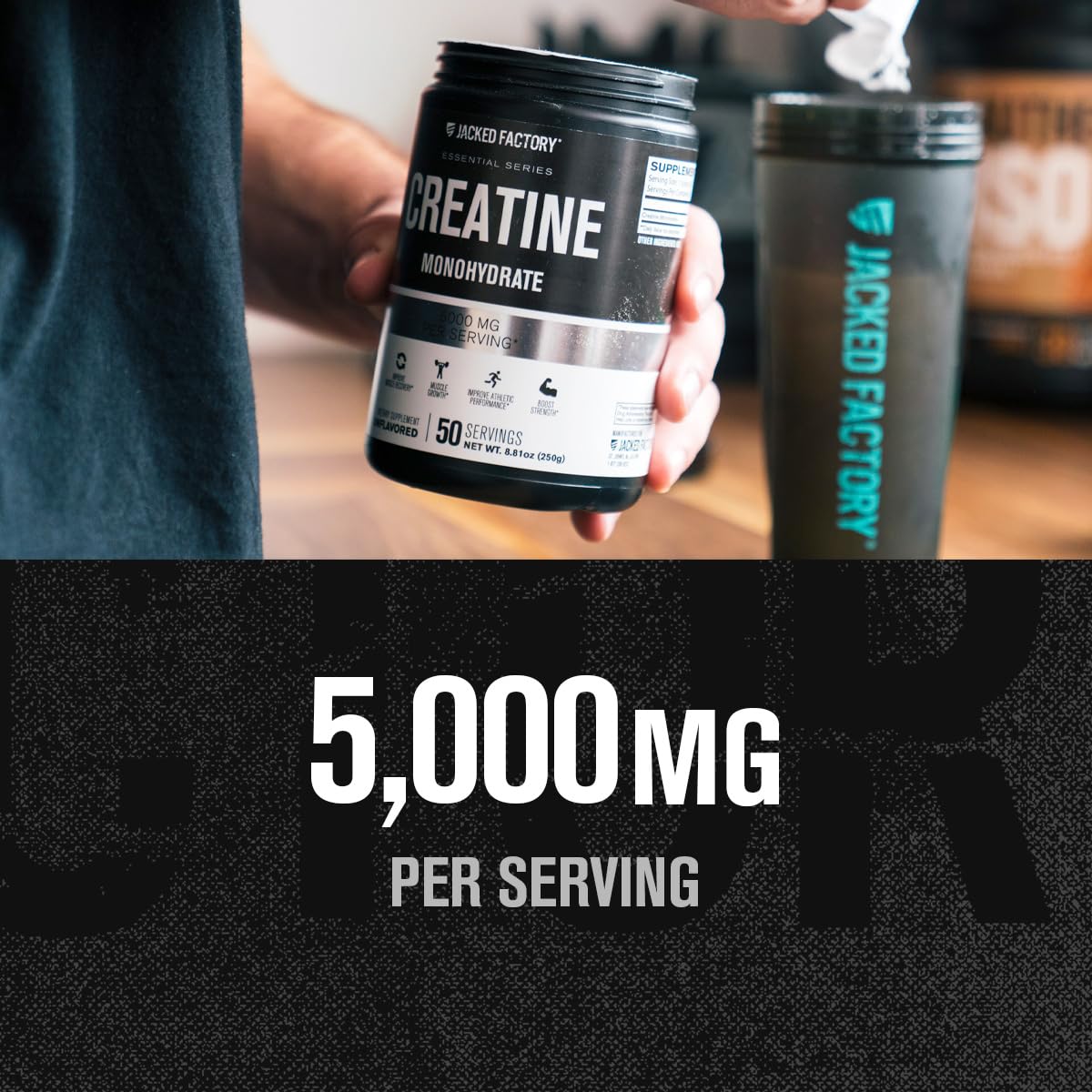 Jacked Factory Creatine Monohydrate Powder 250g - Creatine Supplement for Muscle