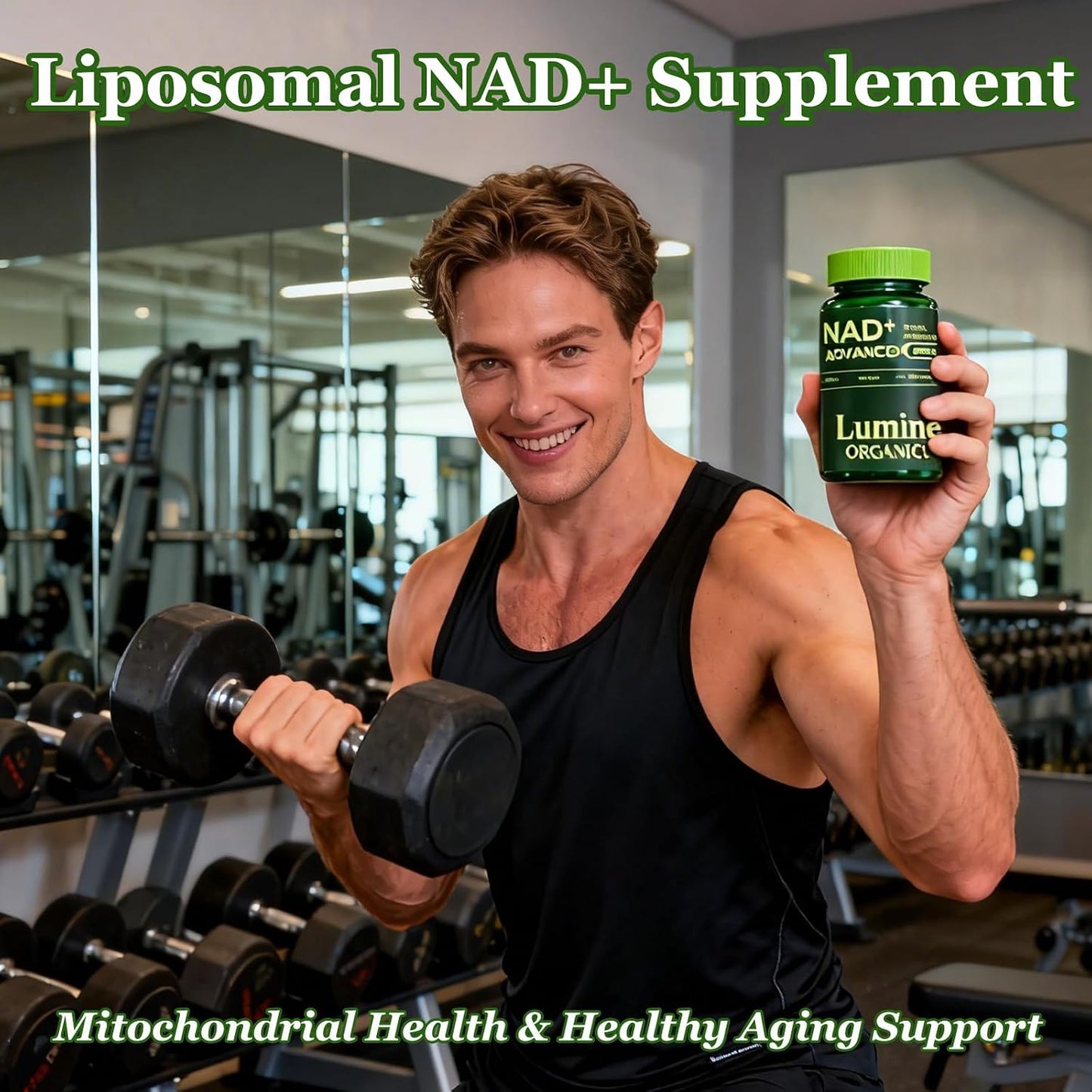 1PCSLumine Organics NAD+ Supplement for Energy Metabolism Support, Liposomal Capsules Containing Resveratrol,Nicotinamide Ribosidean & Quercetin,Alternative to NMN Supplement,Gluten-Free,Vegan (1PCS)