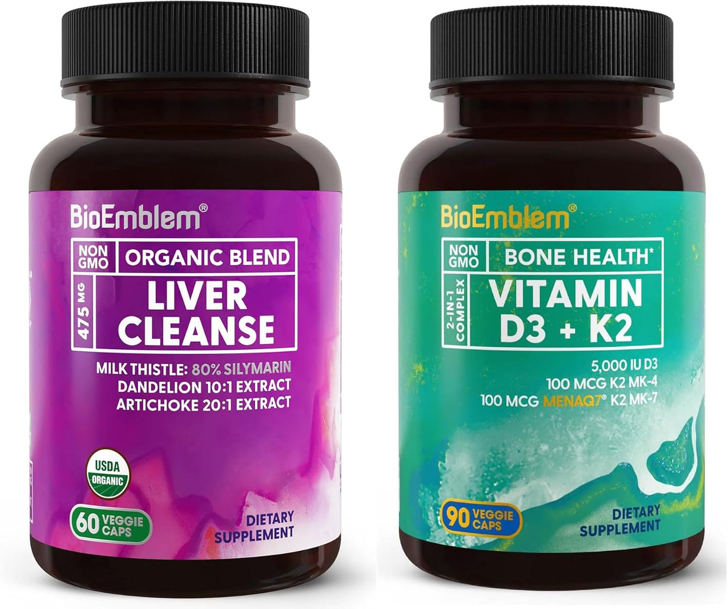 BioEmblem Vitamin D3 K2 USDA Organic Liver Cleanse